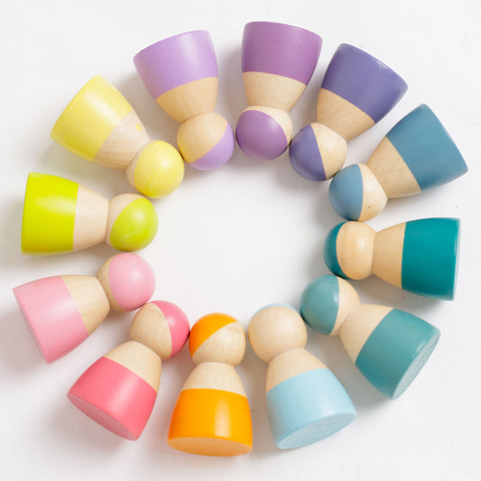 Trefigurer - pastellfarger - sett med 12 stk