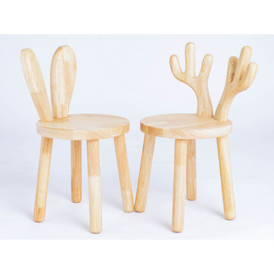 Sett med 2 Barnestoler – Reinsdyr og Kanin