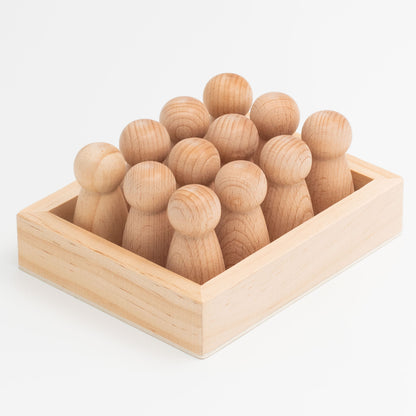 Trefigurer - naturlig tre - sett med 12 stk